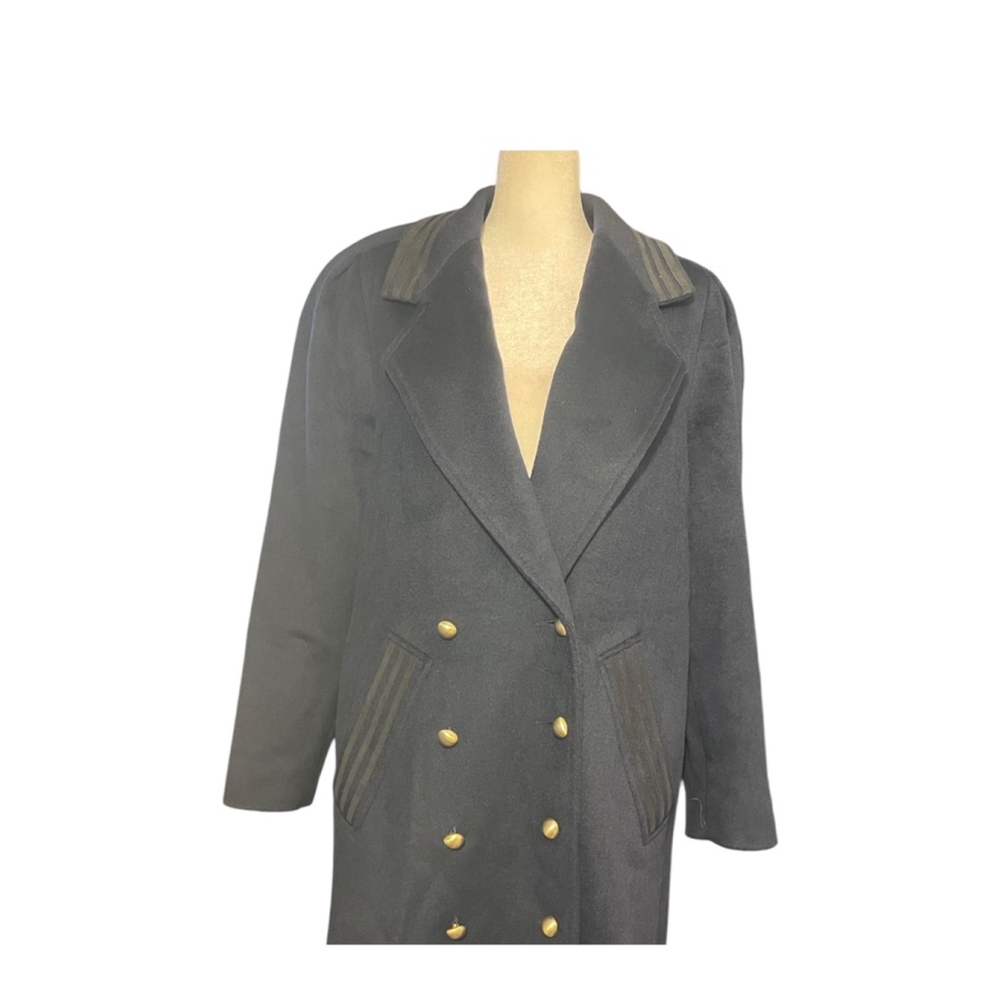 Size 8/10 ? Navy Blue Wool DonnyBrook vintage wool double breasted trench coat - Picture 2 of 12